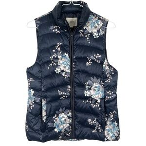 Loft Floral Women’s Puffer Vest Steel Grey Size XS
